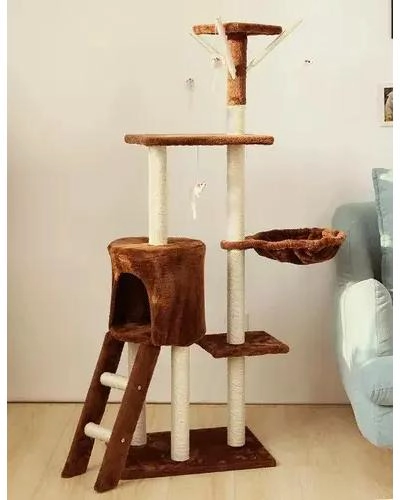 TORRE PARA GATOS CON CASA Y RASCADOR DE TERCIOPELO - 4