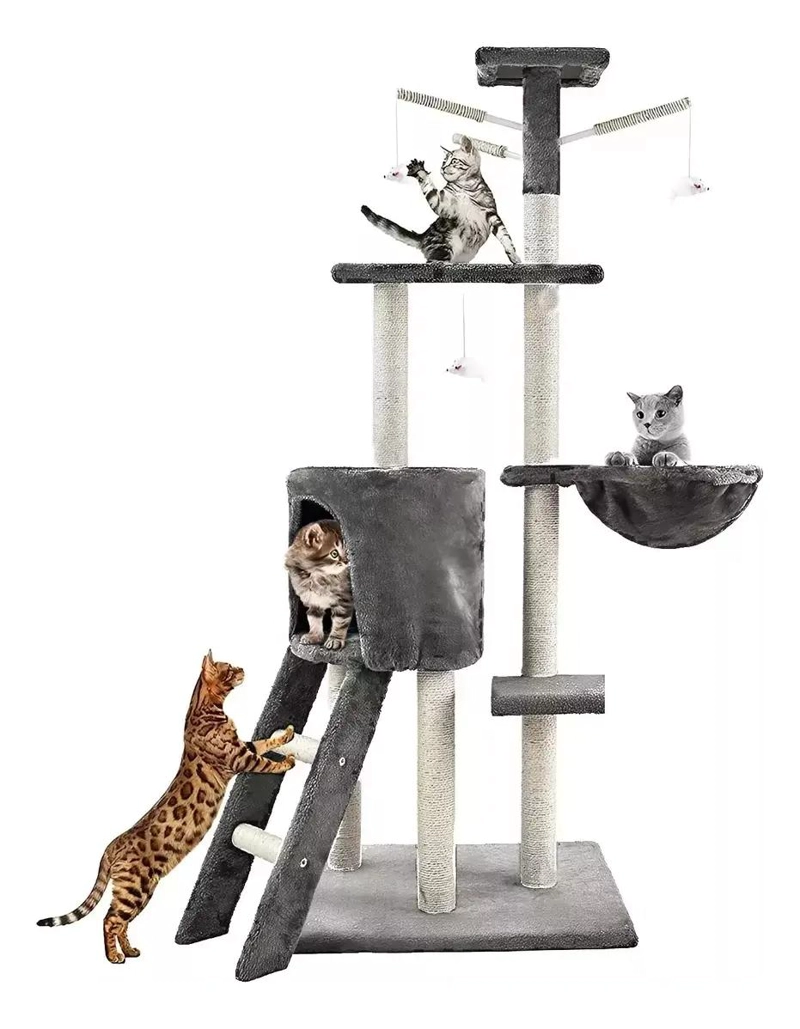 TORRE PARA GATOS CON CASA Y RASCADOR DE TERCIOPELO - 5