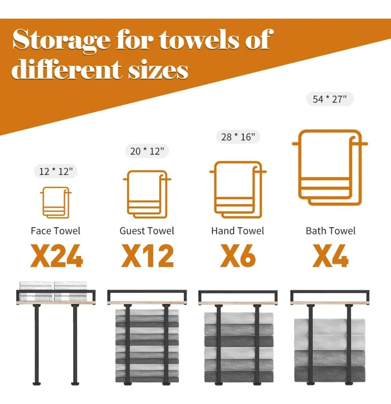 ESTANTE ORGANIZADOR DE PARED PARA TOALLAS CON REPISA PARA BAÑO - 3