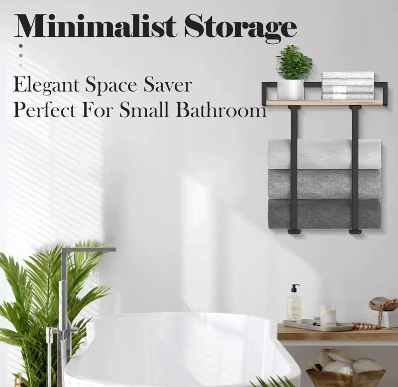 ESTANTE ORGANIZADOR DE PARED PARA TOALLAS CON REPISA PARA BAÑO - 4
