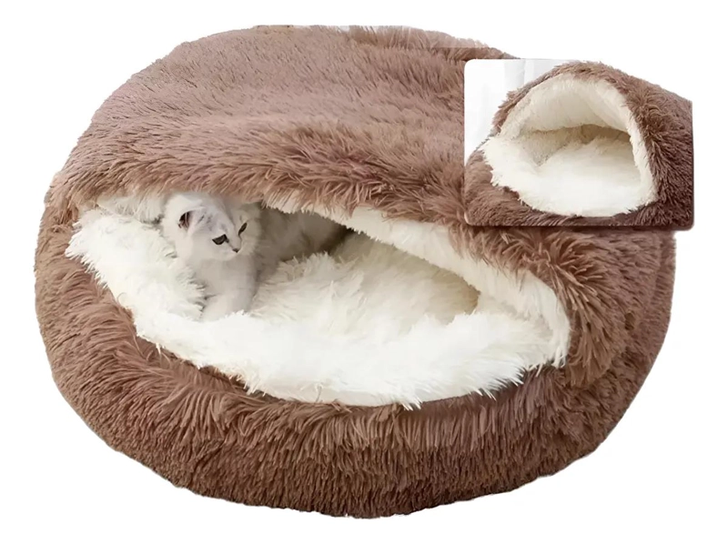 CAMA CUEVA PARA MASCOTAS GATOS Y PERROS TAMAÑO 50 CM COMODA Y ACOGEDORA - 1