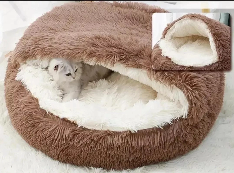 CAMA CUEVA PARA MASCOTAS GATOS Y PERROS TAMAÑO 50 CM COMODA Y ACOGEDORA - 2