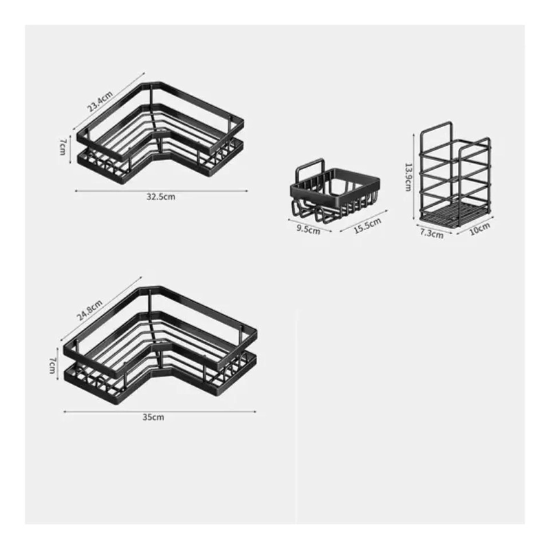 SET DE 5 REPISAS NEGRAS PARA DUCHA MULTIUSO RESISTENTES Y FUNCIONALES - 2