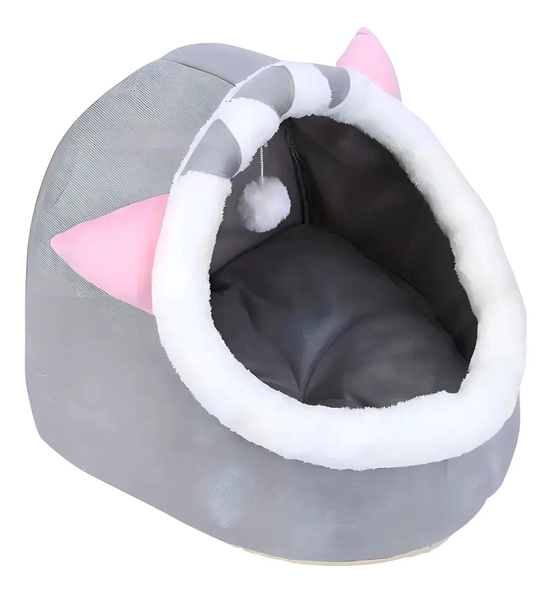 CAMA SUAVE Y COMODA PARA MASCOTAS CON ALMOHADA GRIS - 1