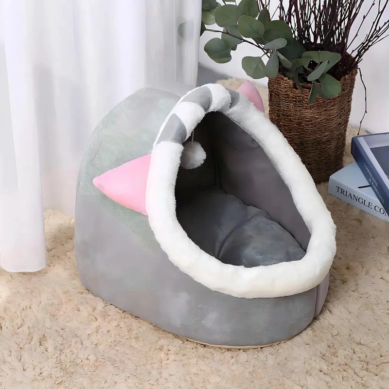 CAMA SUAVE Y COMODA PARA MASCOTAS CON ALMOHADA GRIS - 4