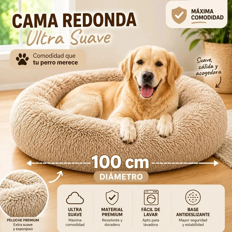 CAMA SUAVE ANTIESTRE S PARA PERROS Y GATOS TAMAÑO XXL 100 CM - 3