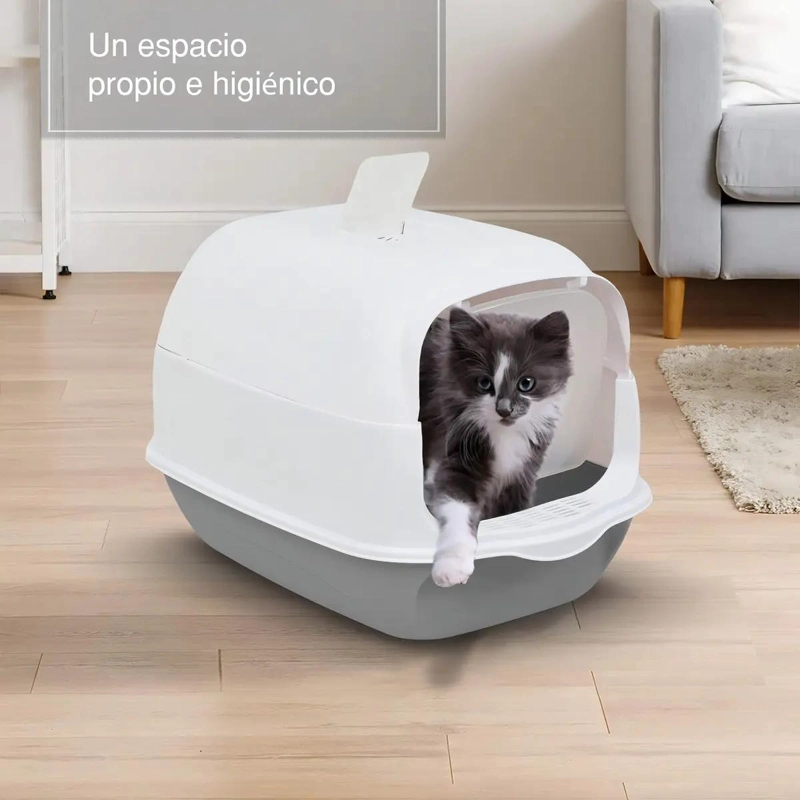 ARENERO CERRADO PARA GATO CON TAPA Y PUERTA ABATIBLE 52X35X34 CM - 2