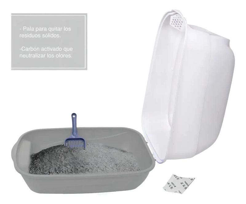 ARENERO CERRADO PARA GATO CON TAPA Y PUERTA ABATIBLE 52X35X34 CM - 3