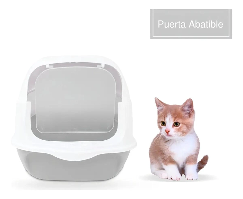 ARENERO CERRADO PARA GATO CON TAPA Y PUERTA ABATIBLE 52X35X34 CM - 5