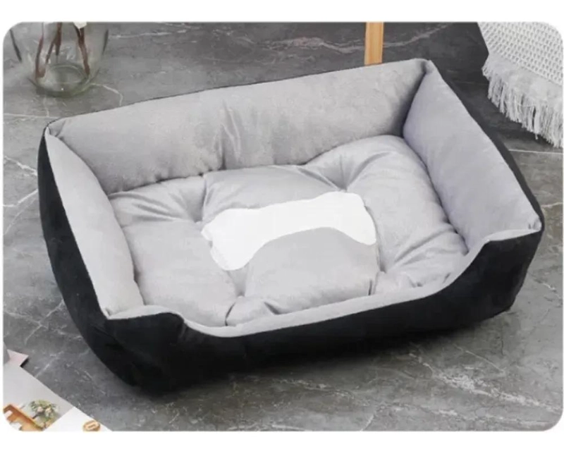 CAMA EXTRA GRANDE PARA PERRO CON FORRO SUAVE EN COLOR NEGRO Y GRIS - 2