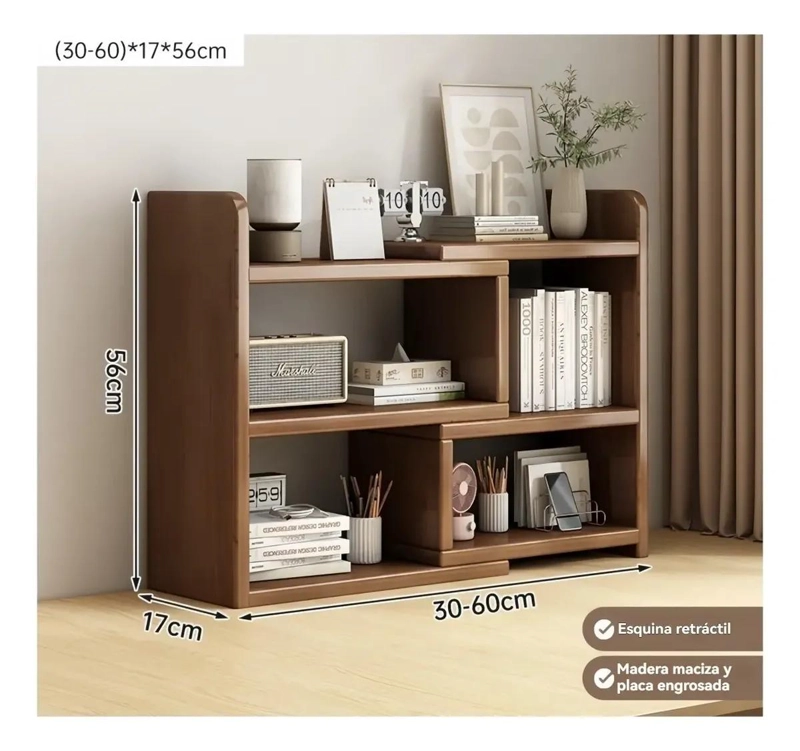 ESTANTE ORGANIZADOR MULTIFUNCIONAL DE MADERA PARA LIBROS Y OBJETOS - 3