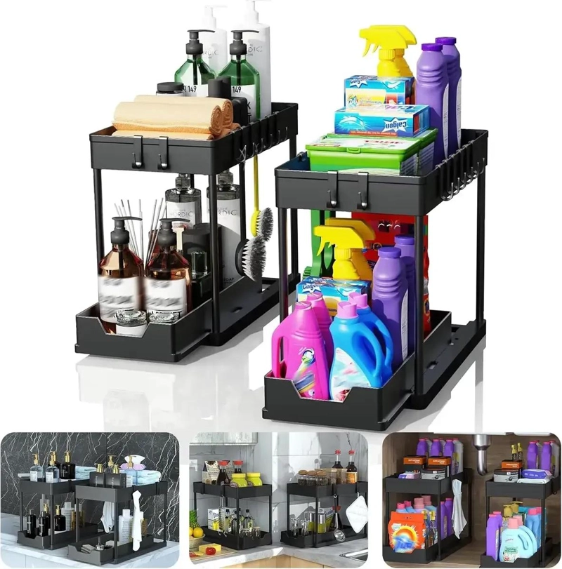 ORGANIZADOR MULTIFUNCIONAL DE 2 NIVELES PARA BAÑO Y COCINA PACK 2 PIEZAS - 1