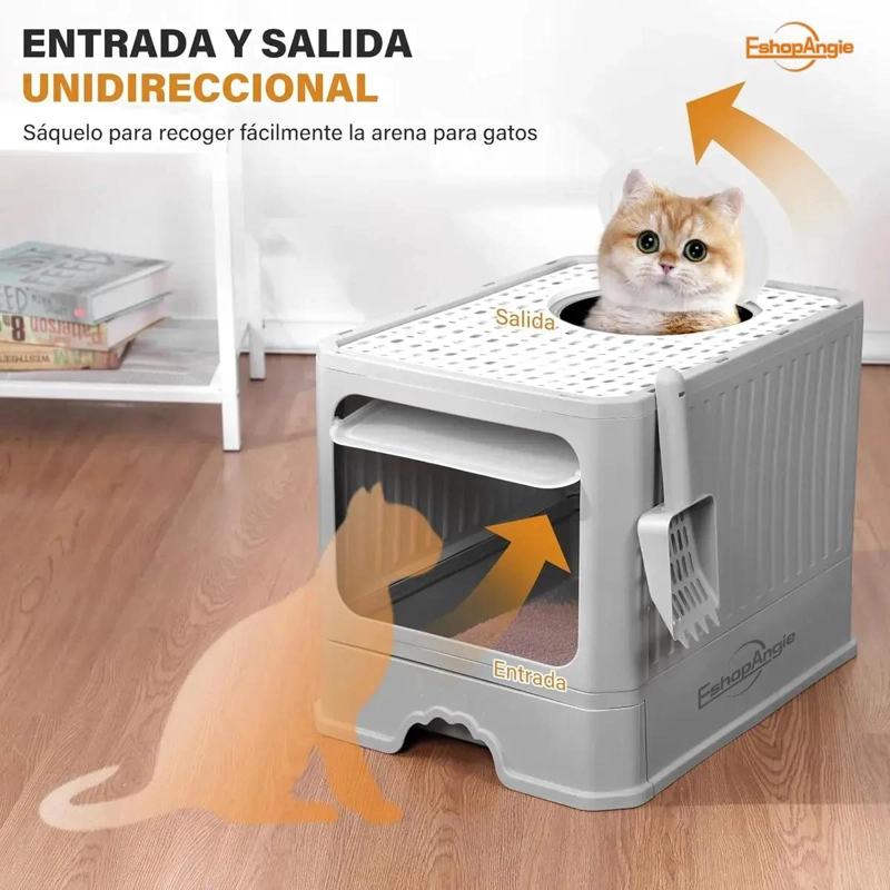 ARENERO CERRADO PARA GATO CON TAPA Y PALA COLOR GRIS - 2