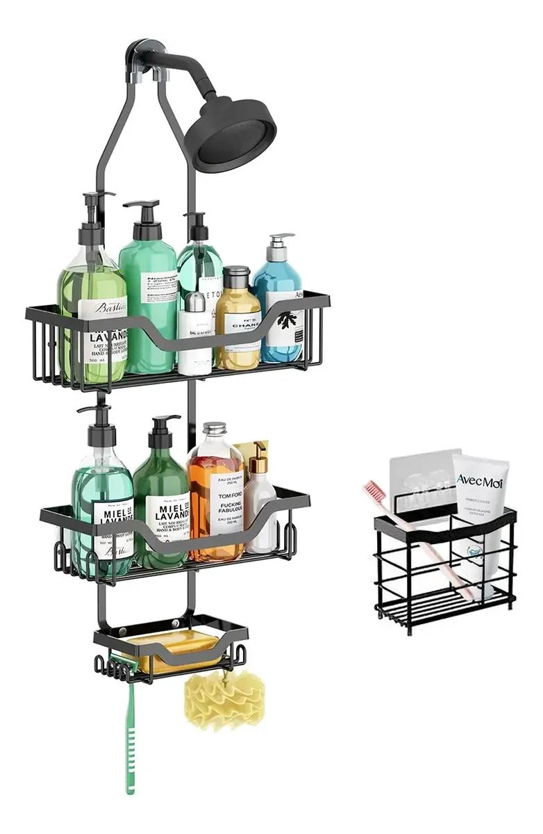 ORGANIZADOR DE DUCHA REPISA BAÑO SET DE 2 PIEZAS INOXIDABLE MULTIUSO - 1