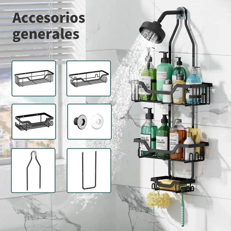 ORGANIZADOR DE DUCHA REPISA BAÑO SET DE 2 PIEZAS INOXIDABLE MULTIUSO - 4