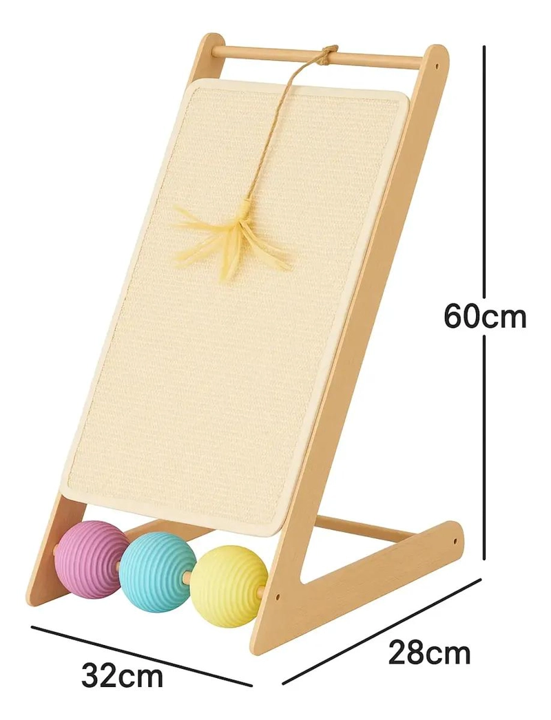 RASCADOR INCLINADO PARA GATOS CON PELOTAS Y JUGUETES INTEGRADOS DE 60 CM - 3