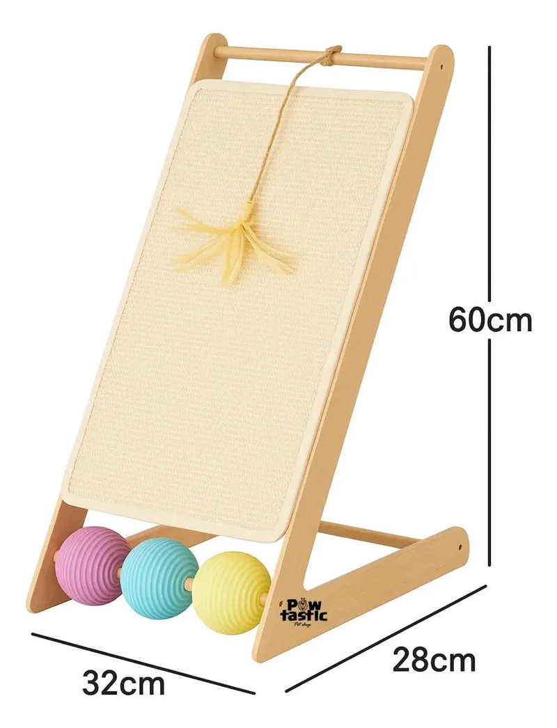 RASCADOR INCLINADO PARA GATOS CON PELOTAS Y JUGUETES INTEGRADOS DE 60 CM - 4