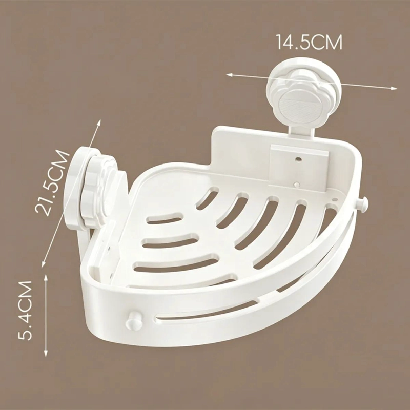 ESTANTE ESQUINERO PARA BAÑO CON VENTOSAS Y DOS NIVELES DE REJILLA - 2
