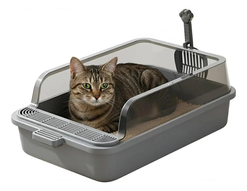 ARENERO SEMICERRADO PARA GATOS TAMAÑO MEDIANO CON PALA INCLUIDA - 1