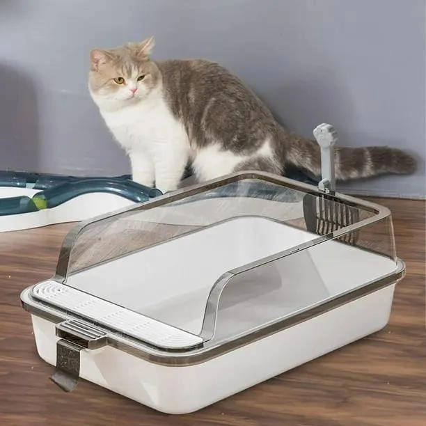 ARENERO SEMICERRADO PARA GATOS TAMAÑO MEDIANO CON PALA INCLUIDA - 5