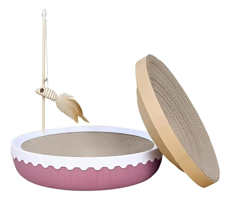 RASCADOR CIRCULAR CON BASE PLASTICA PARA GATOS CON DISEÑO ESTABLE - 1
