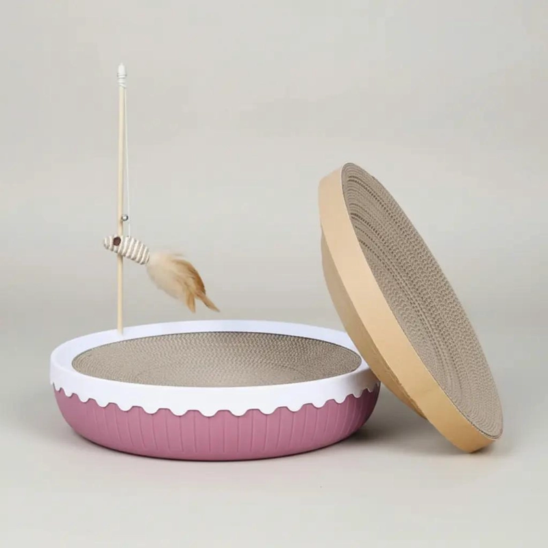 RASCADOR CIRCULAR CON BASE PLASTICA PARA GATOS CON DISEÑO ESTABLE - 2