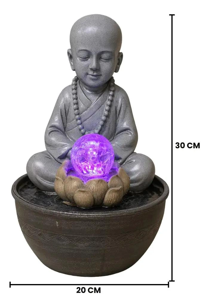 FIGURA DECORATIVA DE BUDA GRIS CON FUENTE DE AGUA INTEGRADA PARA INTERIORES - 4