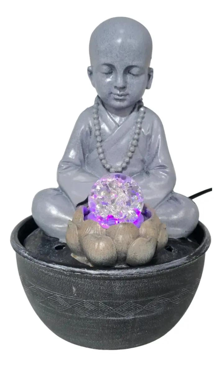 FIGURA DECORATIVA DE BUDA GRIS CON FUENTE DE AGUA INTEGRADA PARA INTERIORES - 5
