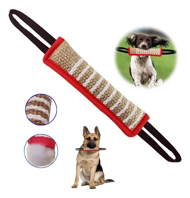 JUGUETE MORDEDOR DE YUTE PARA PERROS BARRA RESISTENTE PARA MASTICAR - 1