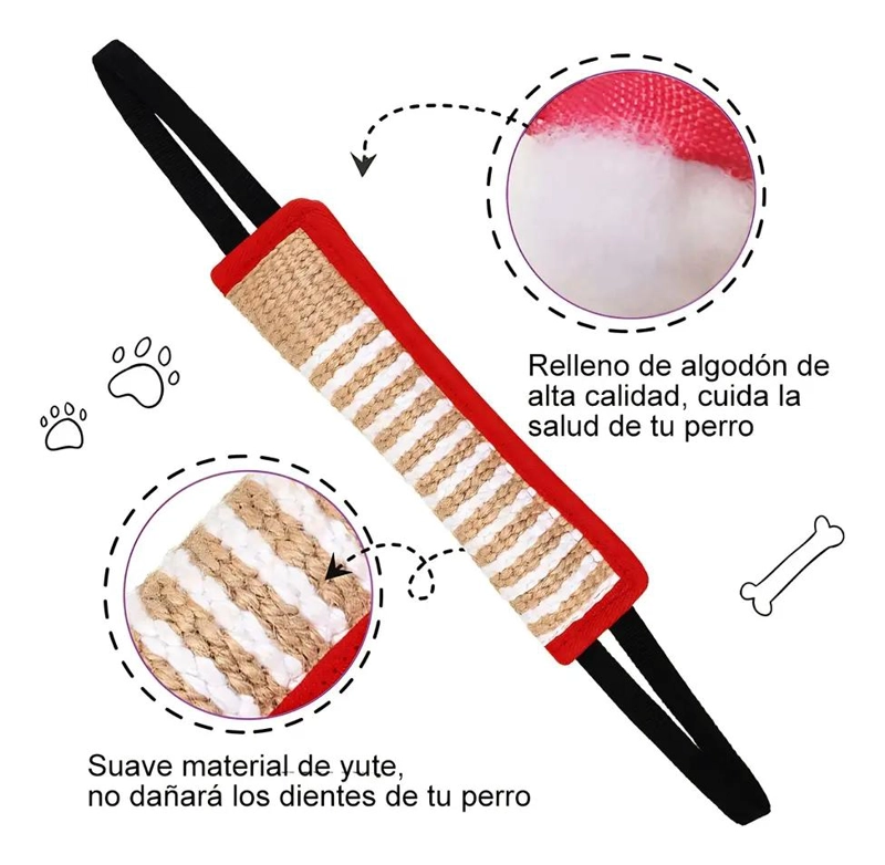 JUGUETE MORDEDOR DE YUTE PARA PERROS BARRA RESISTENTE PARA MASTICAR - 4