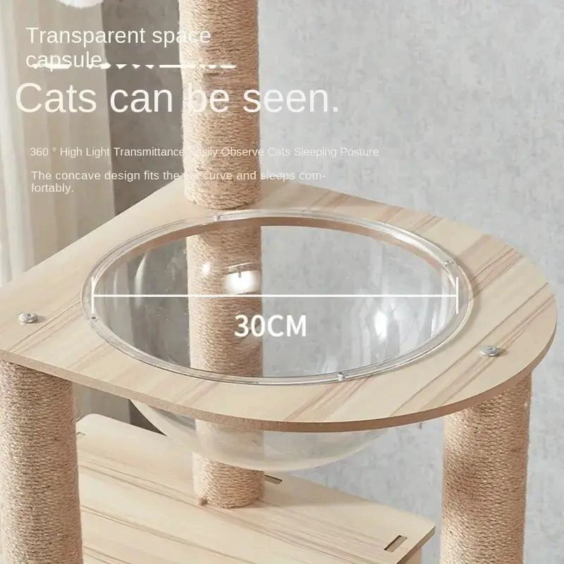 TORRE RASCADOR GRANDE PARA GATOS CON ESTRUCTURA DE MADERA Y TELA OXFORD DE 140CM - 3