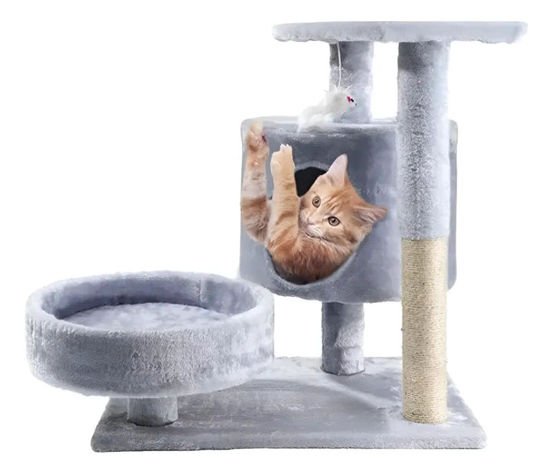 GENÉRICO RASCADOR PARA GATOS TIPO TORRE DE 75 CM CON FELPA Y JUGUETE INCORPORADO