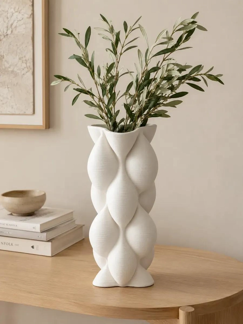 JARRON DE CERAMICA TEXTURIZADO PARA DECORACION Y FLORES - 2