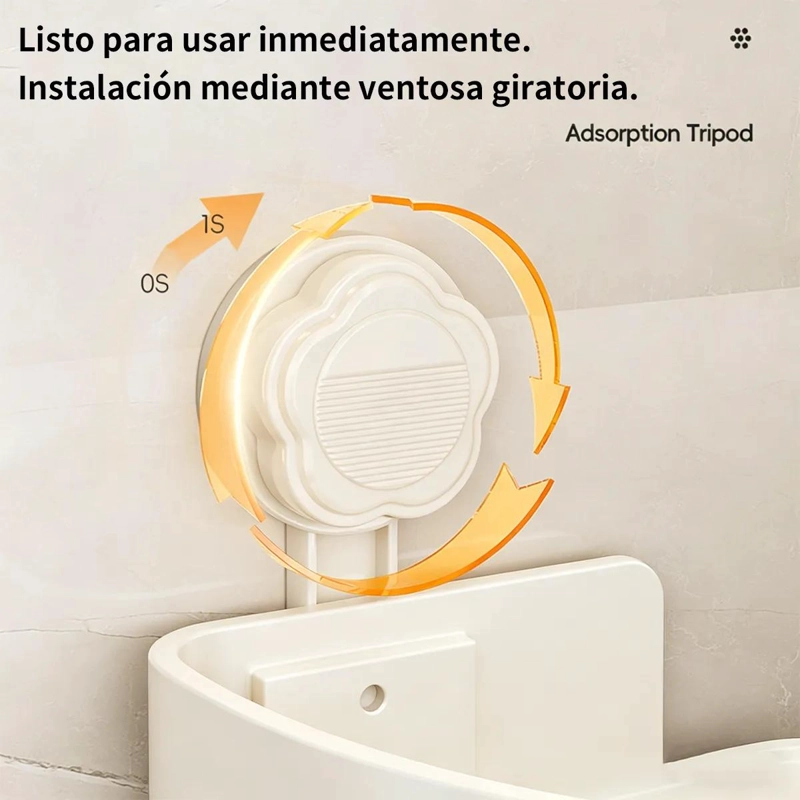ESTANTE ESQUINERO PARA BAÑO CON VENTOSAS Y DOS NIVELES DE REJILLA - 3