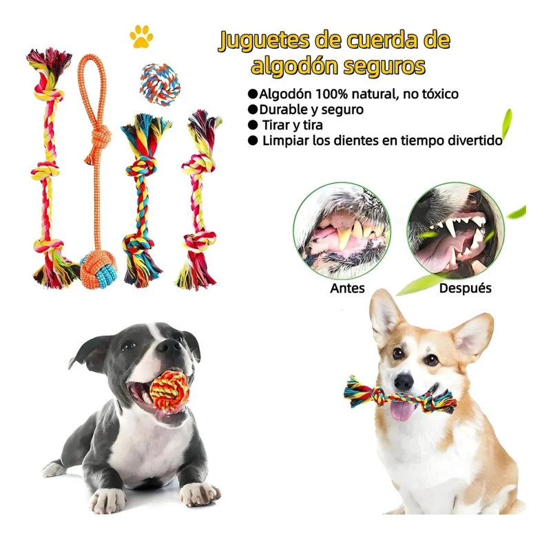 SET COMPLETO DE 28 JUGUETES PARA PERROS CON DISCO, PELOTA Y CUERDA - 2