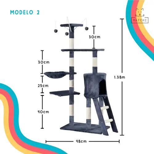 TORRE PARA GATO CON POSTES RASCADORES Y PLATAFORMAS EN COLOR CAFE - 5