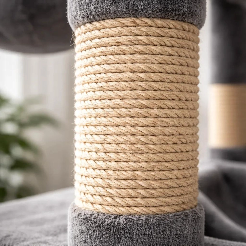 RASCADOR PARA GATO CON CASA Y HAMACA EN DISEÑO MULTINIVEL GRIS - 4