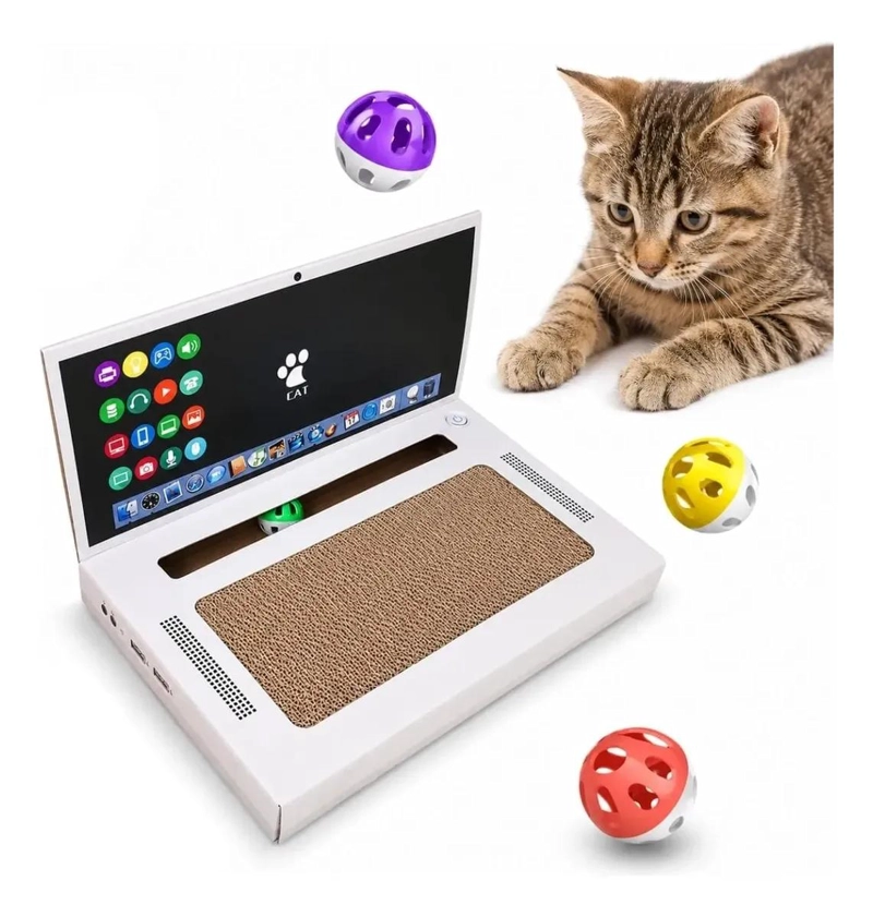 GENÉRICO RASCADOR PARA GATOS CON DISEÑO DE LAPTOP EN CARTON CORRUGADO