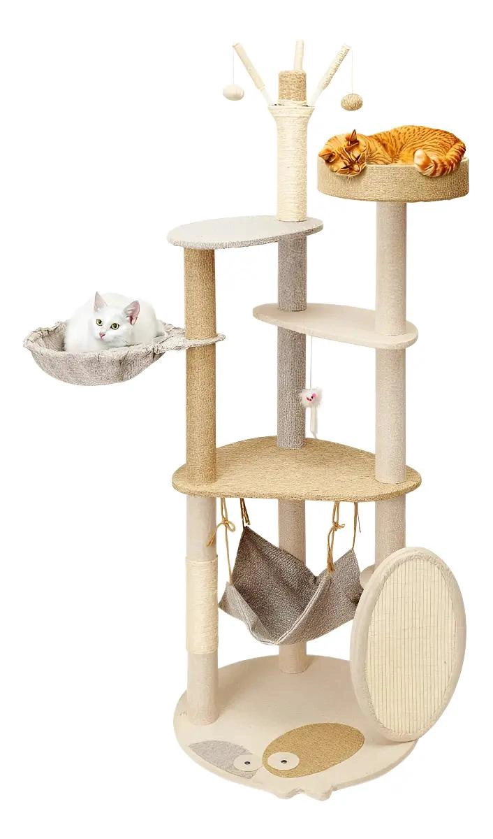 TORRE RASCADOR PARA GATOS CON HAMACA Y CUCHA COMODA - 1