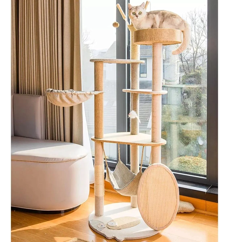 TORRE RASCADOR PARA GATOS CON HAMACA Y CUCHA COMODA - 5
