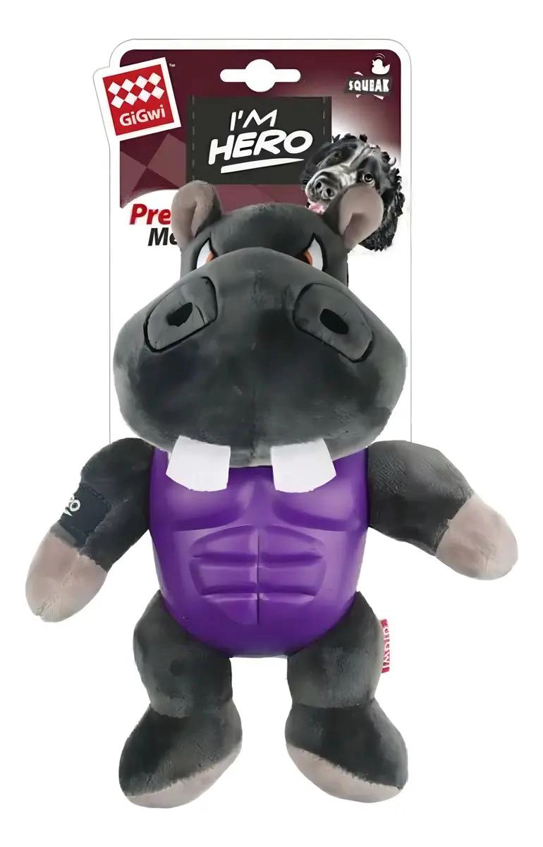 PELUCHE PARA PERRO CON SONIDO EN FORMA DE HIPOPOTAMO RESISTENTE - 1