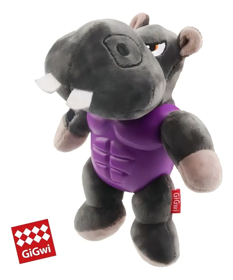 PELUCHE PARA PERRO CON SONIDO EN FORMA DE HIPOPOTAMO RESISTENTE - 3