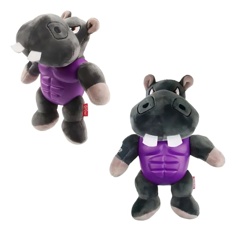 PELUCHE PARA PERRO CON SONIDO EN FORMA DE HIPOPOTAMO RESISTENTE - 4