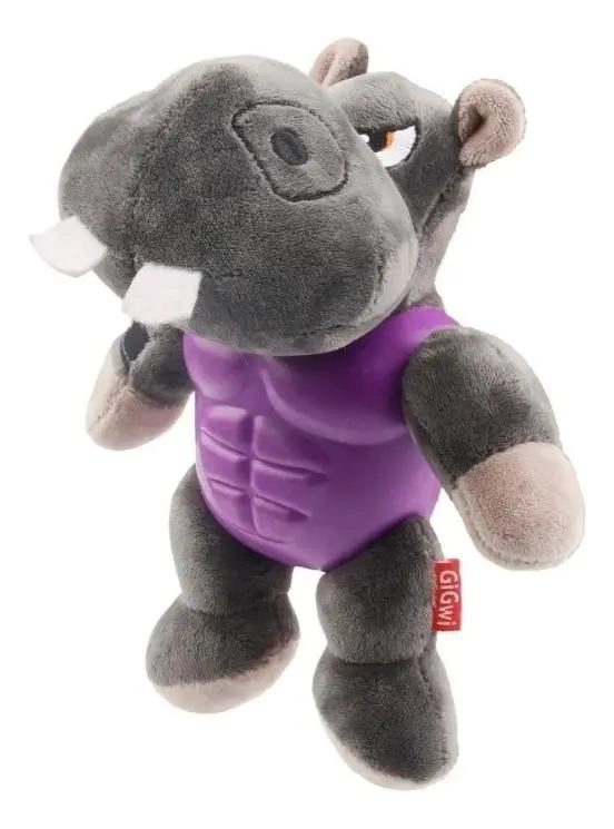 PELUCHE PARA PERRO CON SONIDO EN FORMA DE HIPOPOTAMO RESISTENTE - 5