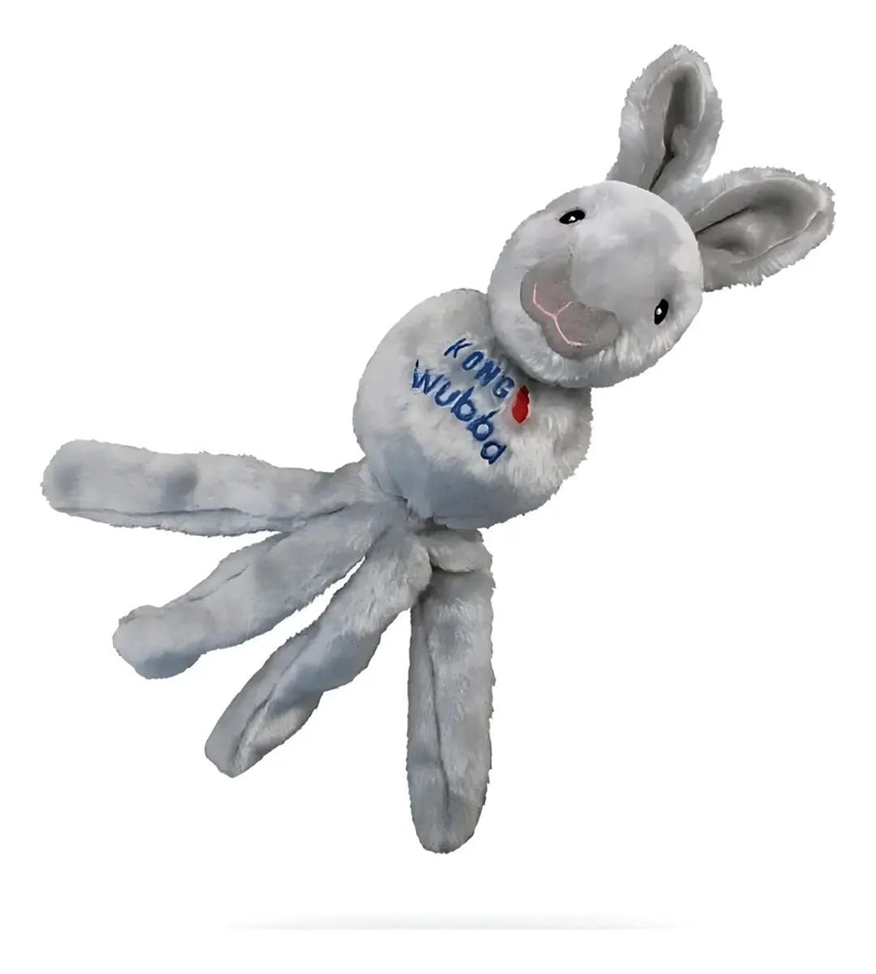 JUGUETE PARA PERRO CON FORMA DE CONEJO GRIS DE FELPA SUAVE Y SONIDO - 1