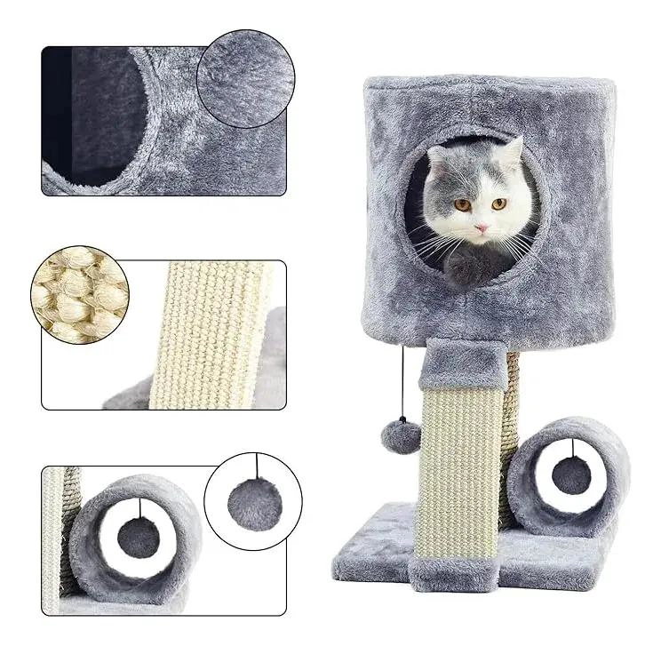 RASCADOR PARA GATOS TIPO TORRE CON GIMNASIO Y ESCONDITE CILINDRICO - 4