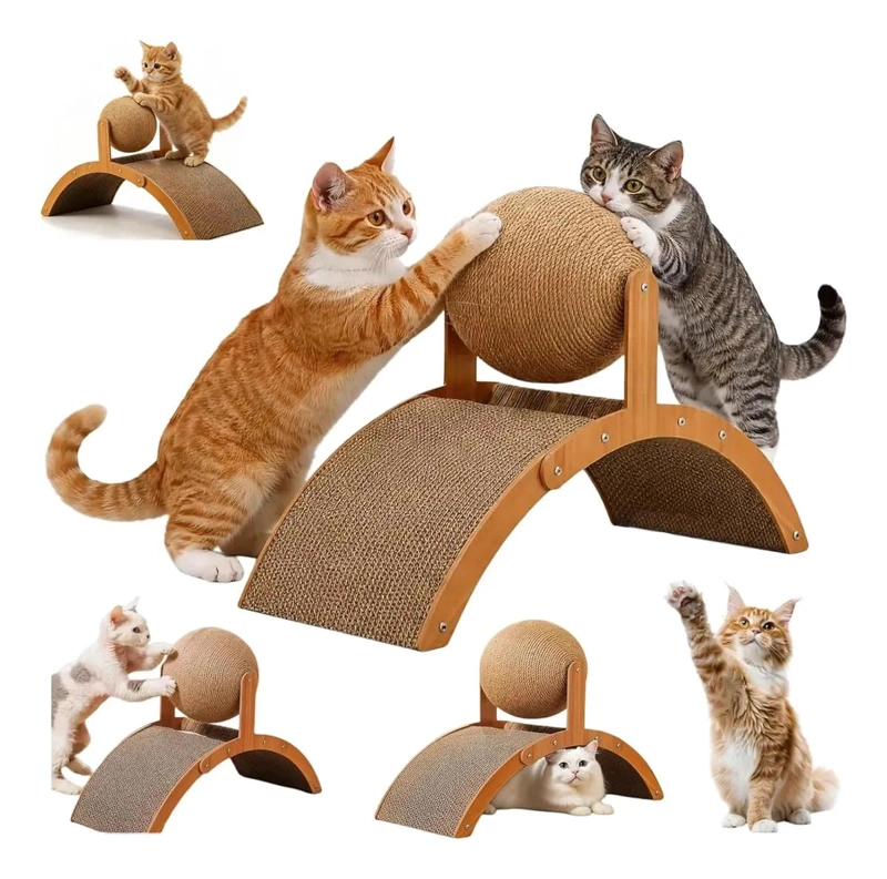 RASCADOR VERTICAL PARA GATOS CON ARCO Y BOLA DE SISAL - 1