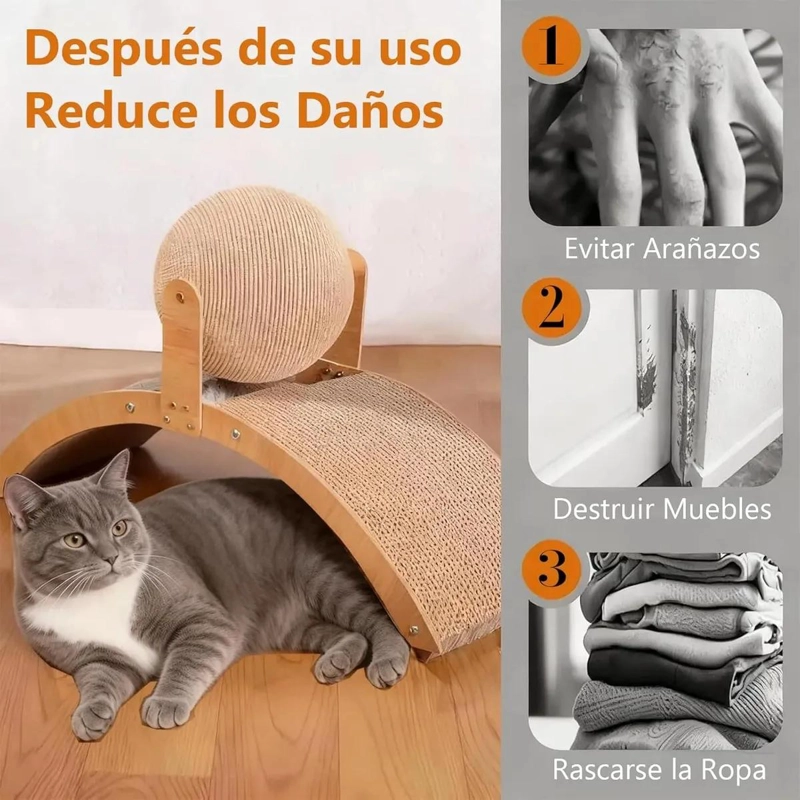RASCADOR VERTICAL PARA GATOS CON ARCO Y BOLA DE SISAL - 2