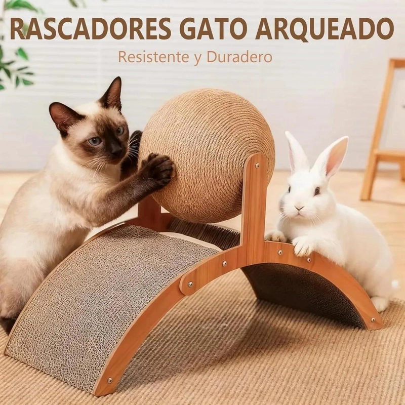 RASCADOR VERTICAL PARA GATOS CON ARCO Y BOLA DE SISAL - 5