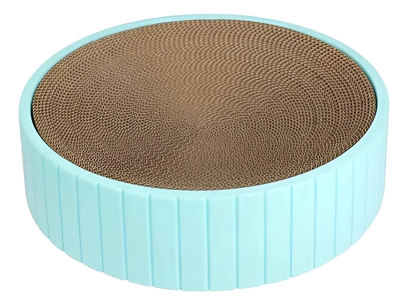 RASCADOR REDONDO PARA GATOS CON BASE PLASTICA Y CARTON RESISTENTE - 1